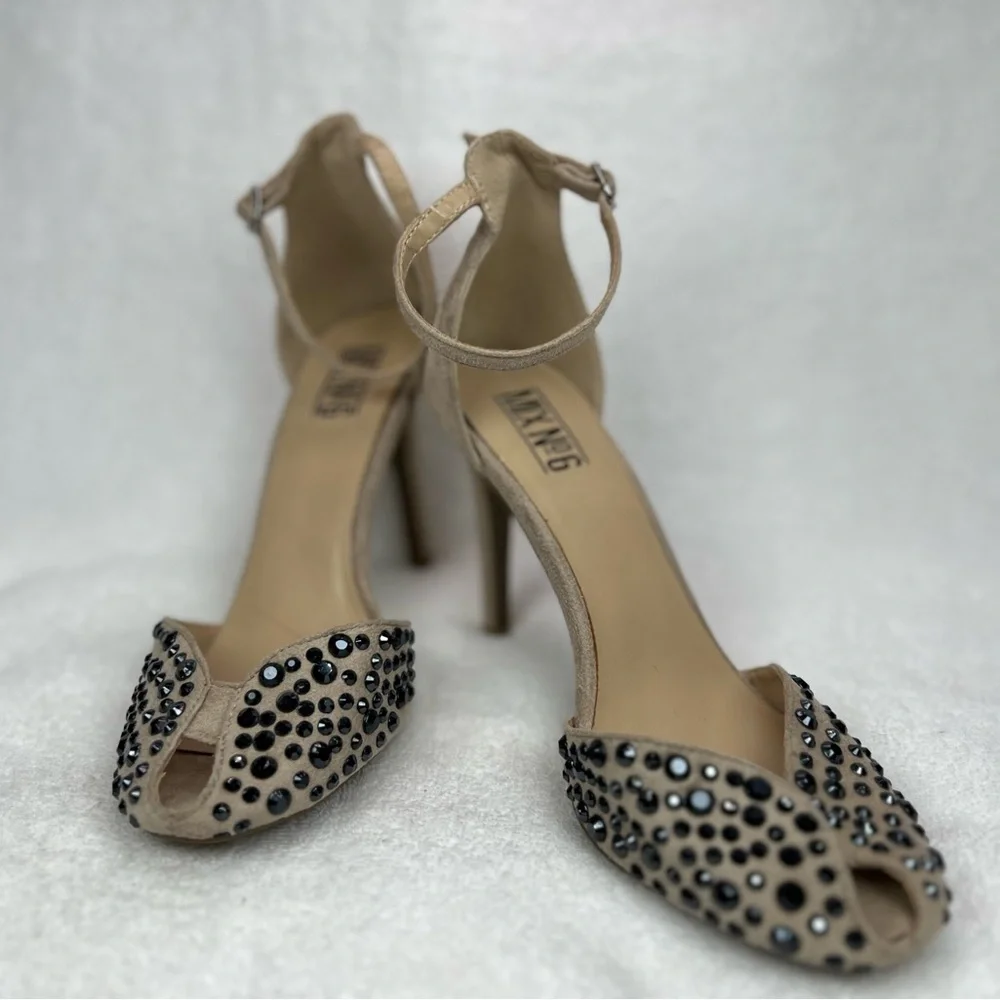 Mix No 6, suede peep toe with black jewels. - Picture 1 of 5
